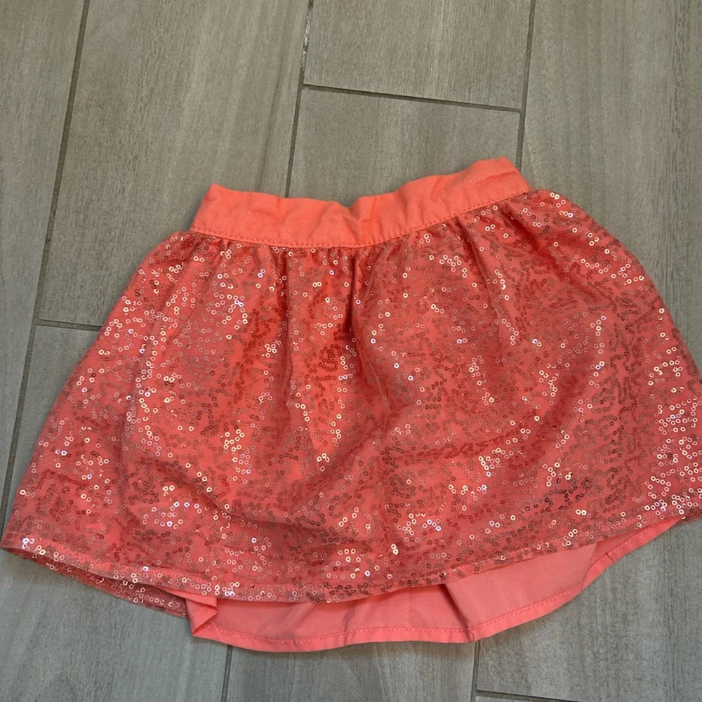 Glitter blue and Coral sequin girls Skirt Set
